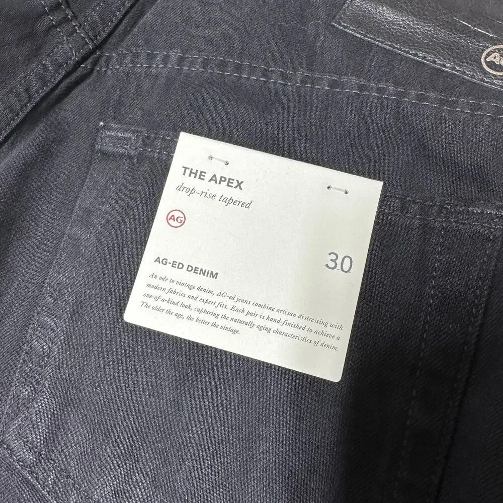 AG Adriano Goldschmied NWT The Apex Relaxed Tapered Men's Black Size 30 Jeans